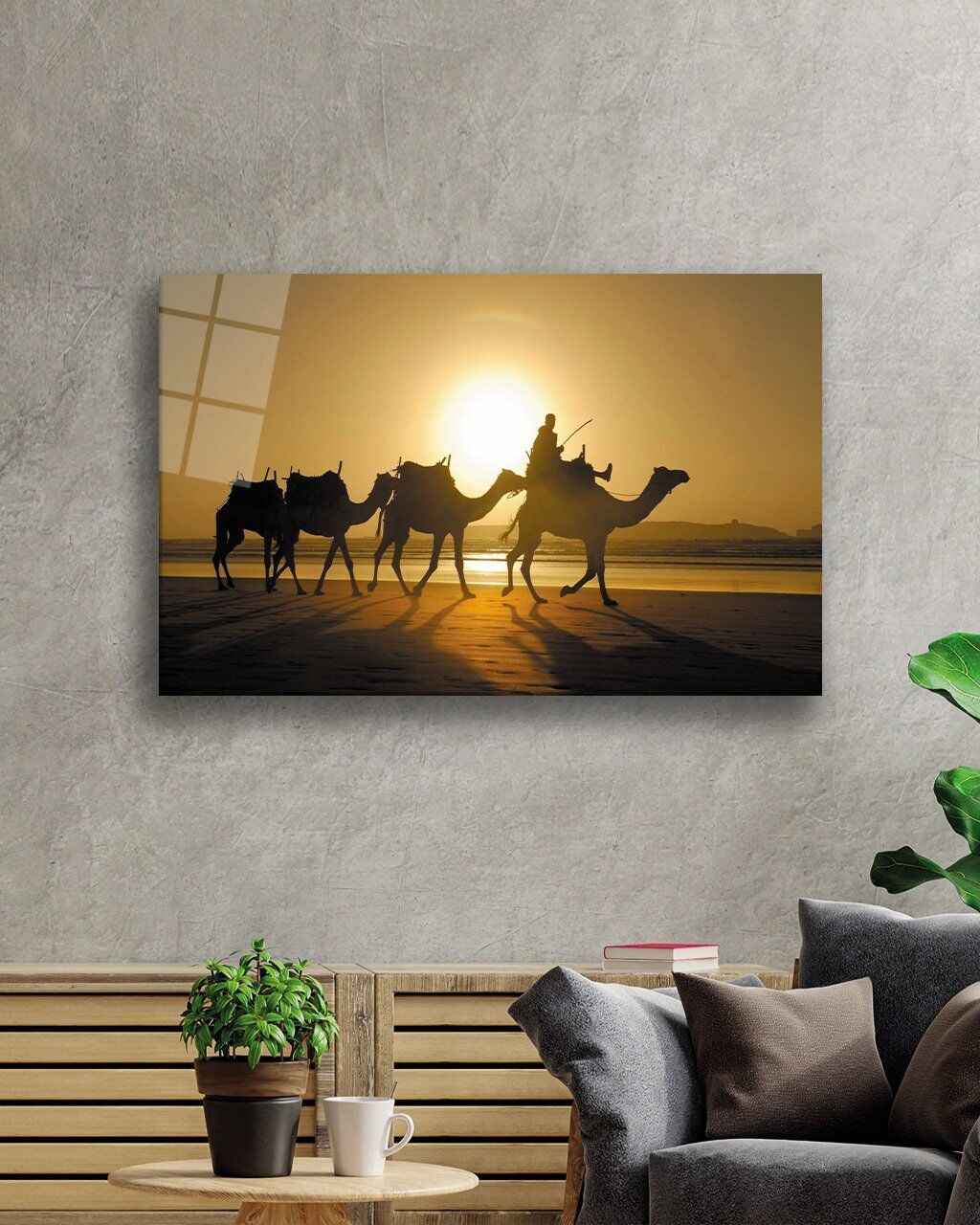 Gün Batımı Sahra Deve Sunset Sahara Camel Table