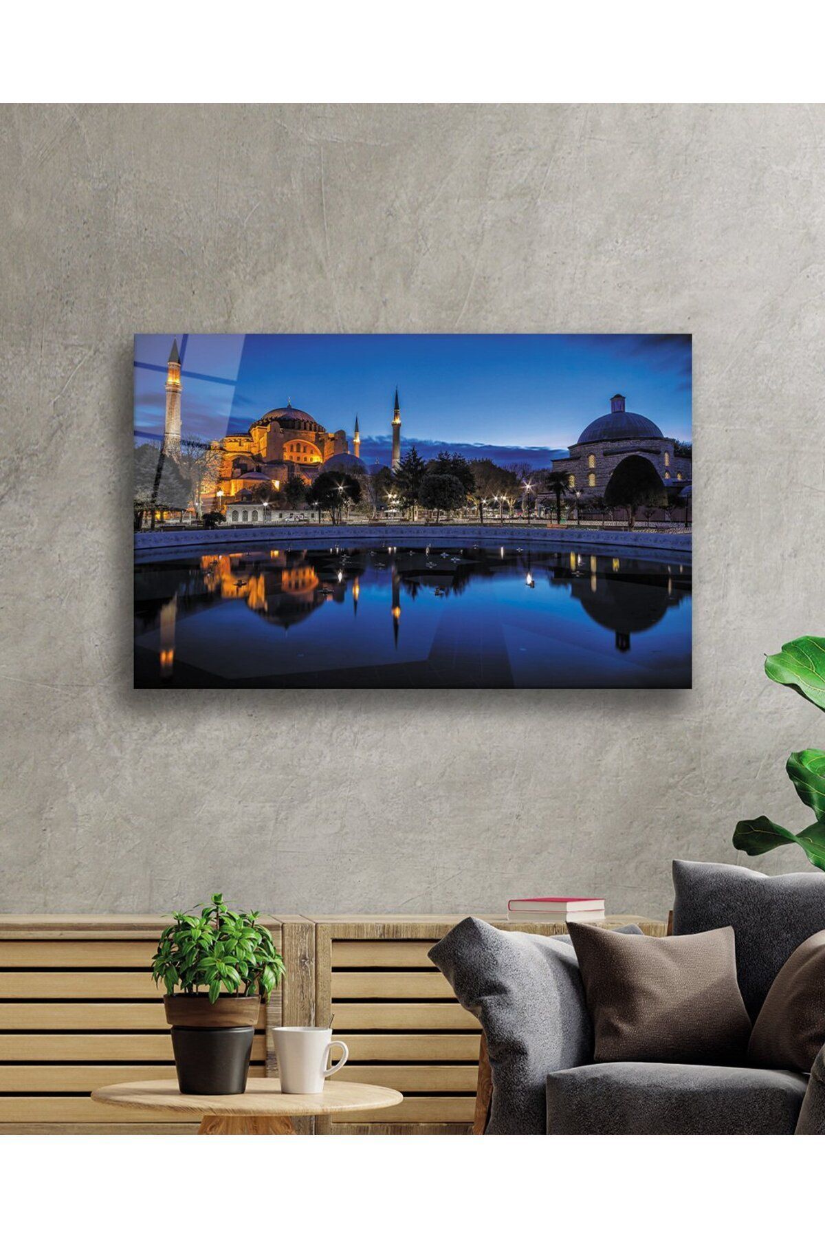 Istanbul Ayasofya Camii Manzara 4mm Dayanıklı Cam Tablo Temperli Cam