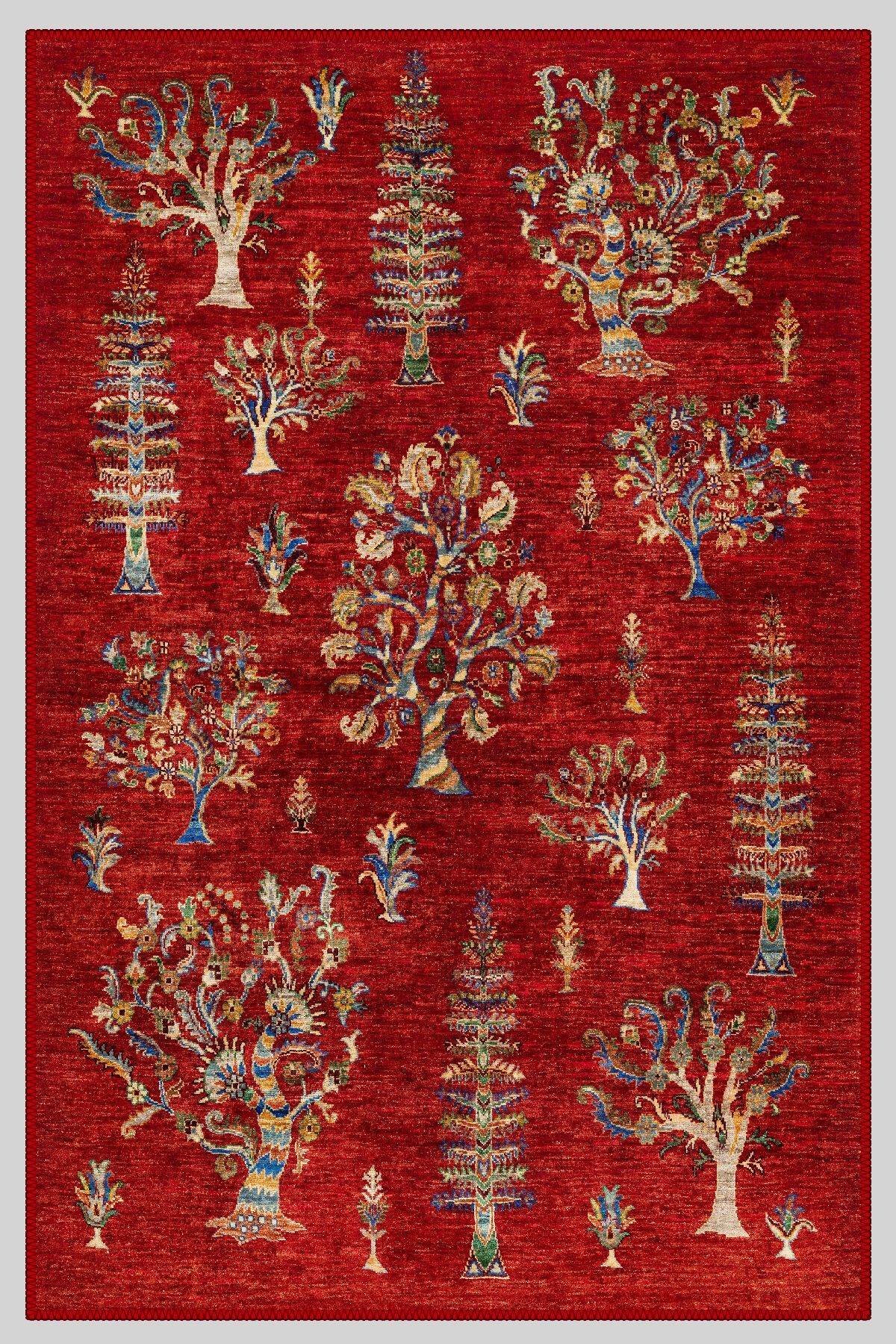 Vintage Desenli Halı, Pamuk Dokuma Pamuklu Taban Dekoratif Halı Kilim 30 - 60 x 100