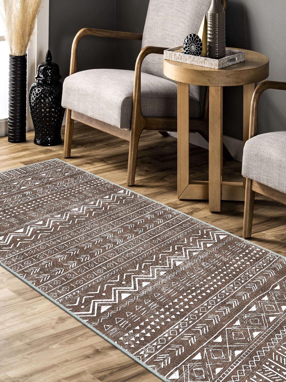 Vintage Desenli Halı, Pamuk Dokuma Pamuklu Taban Dekoratif Halı Kilim 47 - 60 x 100