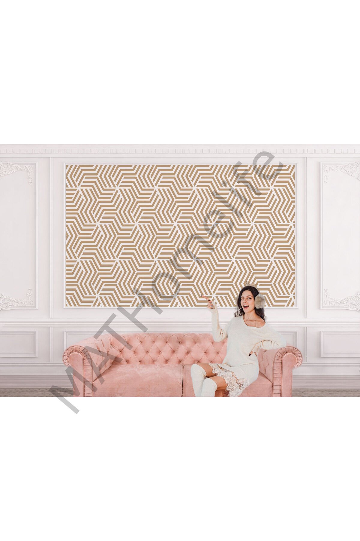 Pastel Renkli Geometrik Desenli Duvar Kağıdı-5783