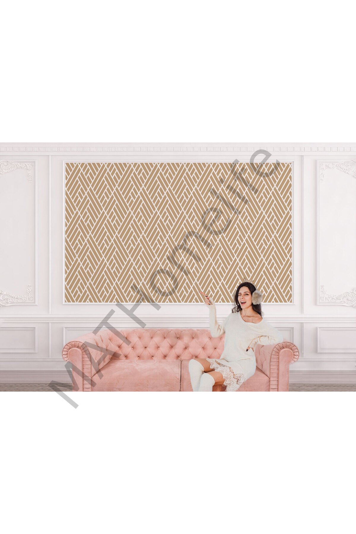 Pastel Renkli Geometrik Desenli Duvar Kağıdı-5791