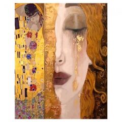 Kanvas Gustav Klimt İki Eser Sayılarla Boyama Seti Kasnaklı