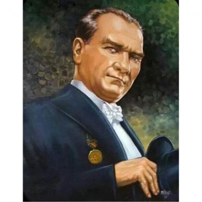 Kanvas Atatürk Porte Sayılarla Boyama Seti Kasnaklı