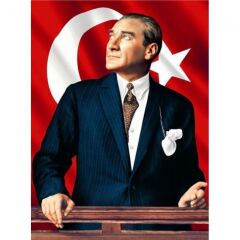 Kanvas Atatürk ve Bayrak Sayılarla Boyama Seti Kasnaklı