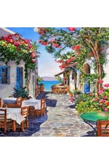 Kanvas Bodrum Taş Sokağı Sayılarla Boyama Seti  Rulo