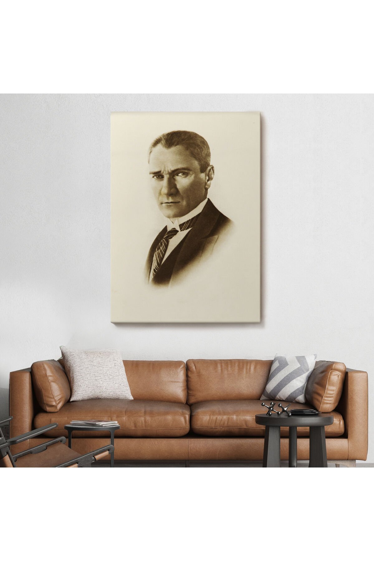 Atatürk Portre Tablosu Mustafa Kemal Atatürk Dikdörtgen Dekoratif Kanvas Tablo-CI-59