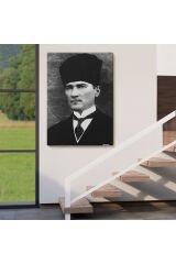 Atatürk Portre Tablosu Mustafa Kemal Atatürk Dikdörtgen Dekoratif Kanvas Tablo-CJ-60