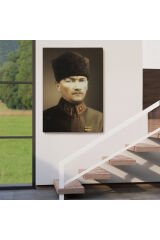 Atatürk Portre Tablosu Mustafa Kemal Atatürk Dikdörtgen Dekoratif Kanvas Tablo-CK-61