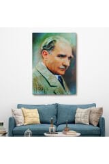 Atatürk Portre Tablosu Mustafa Kemal Atatürk Dikdörtgen Dekoratif Kanvas Tablo-CL-62