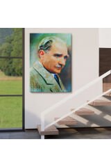 Atatürk Portre Tablosu Mustafa Kemal Atatürk Dikdörtgen Dekoratif Kanvas Tablo-CL-62