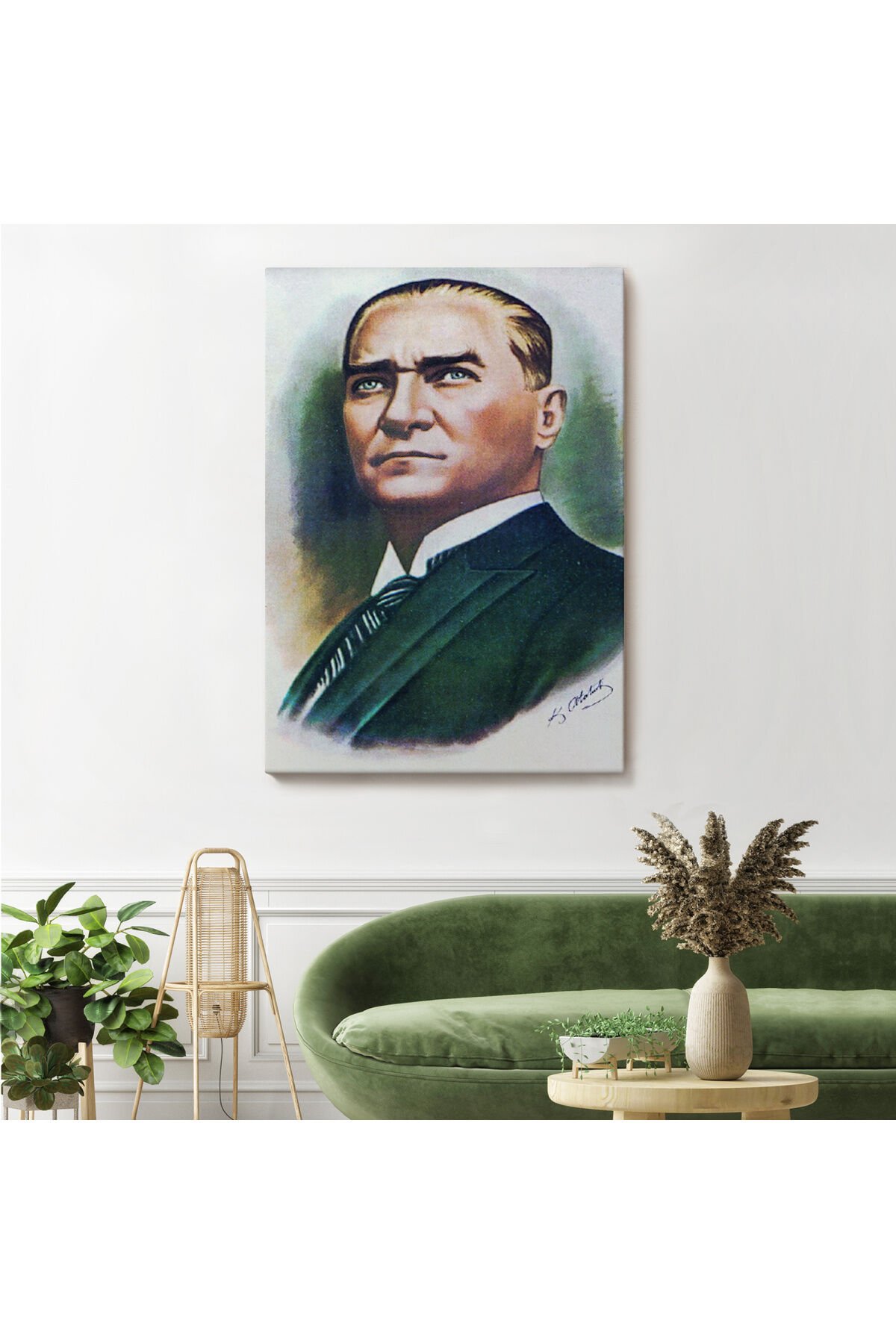 Atatürk Portre Tablosu Mustafa Kemal Atatürk Dikdörtgen Dekoratif Kanvas Tablo-CR-68