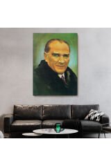 Atatürk Portre Tablosu Mustafa Kemal Atatürk Dikdörtgen Dekoratif Kanvas Tablo-CŞ-70