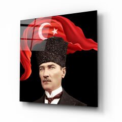 Atatürk ve Bayrak Cam Tablo Özel Tasarım Ofis, Mutfak Çocuk Odası, Salon Dekorasyon