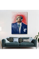 Mustafa Kemal Atatürk'ün Yağlıboya Görünümlü Portre Çizimi Dekoratif Kanvas Tablo-DD-81