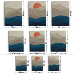 Dağ Ve Deniz Temalı Dekoratif Duvar Tablosu Üçlü Set-EB-101