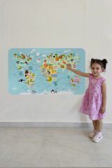 Eğitici Dünya Haritası Dünya Atlası Çocuk ve Bebek Odası Duvar Sticker-60x105-3782