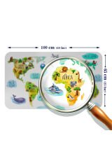 Eğitici Dünya Haritası Dünya Atlası Çocuk ve Bebek Odası Duvar Sticker -60x105-3807