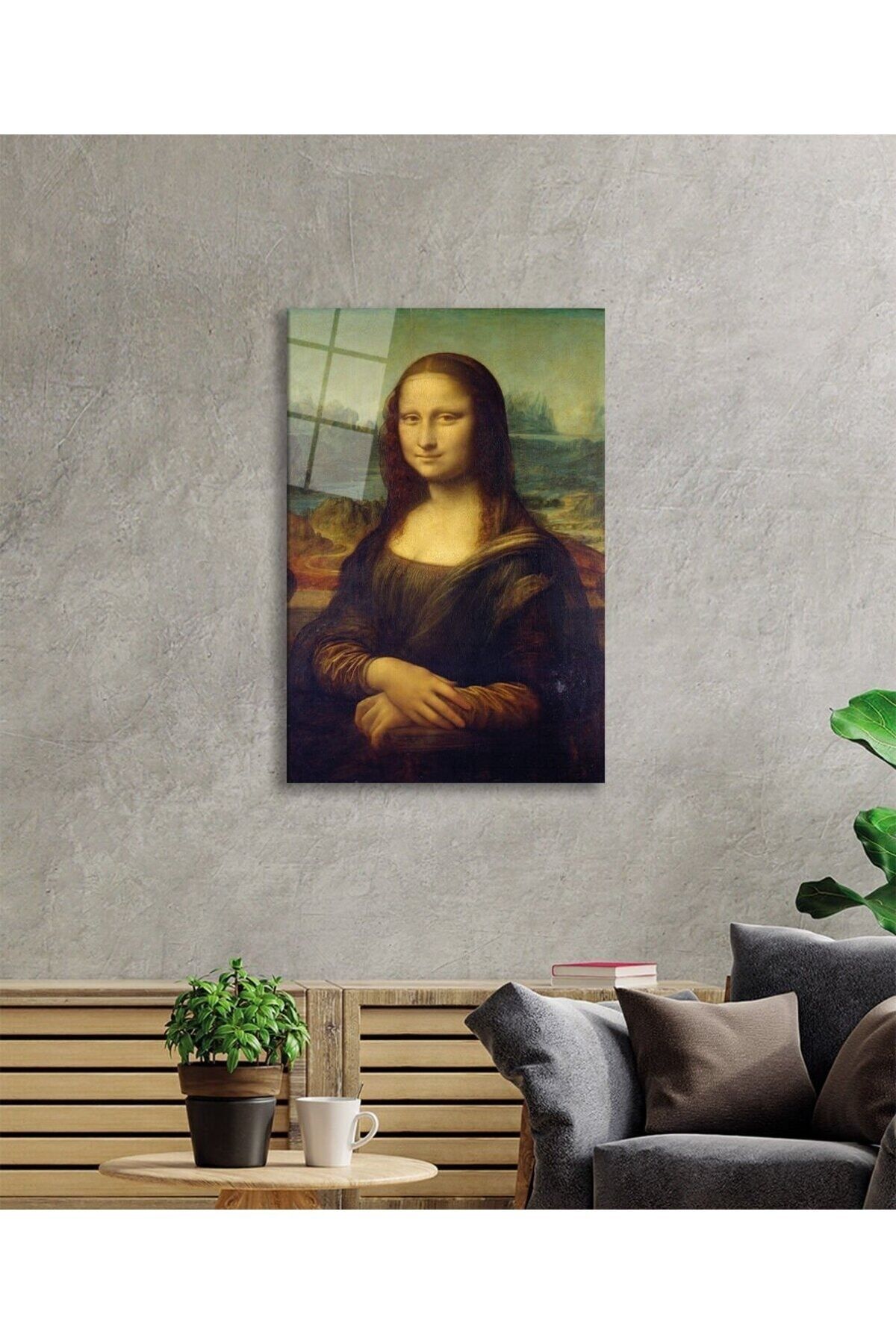 Mona Lisa Portresi Sanat Cam Tablo, Ev ve Ofis Duvar Dekoru, Hediyelik Büyük Temperli 4 mm Cam Tablo