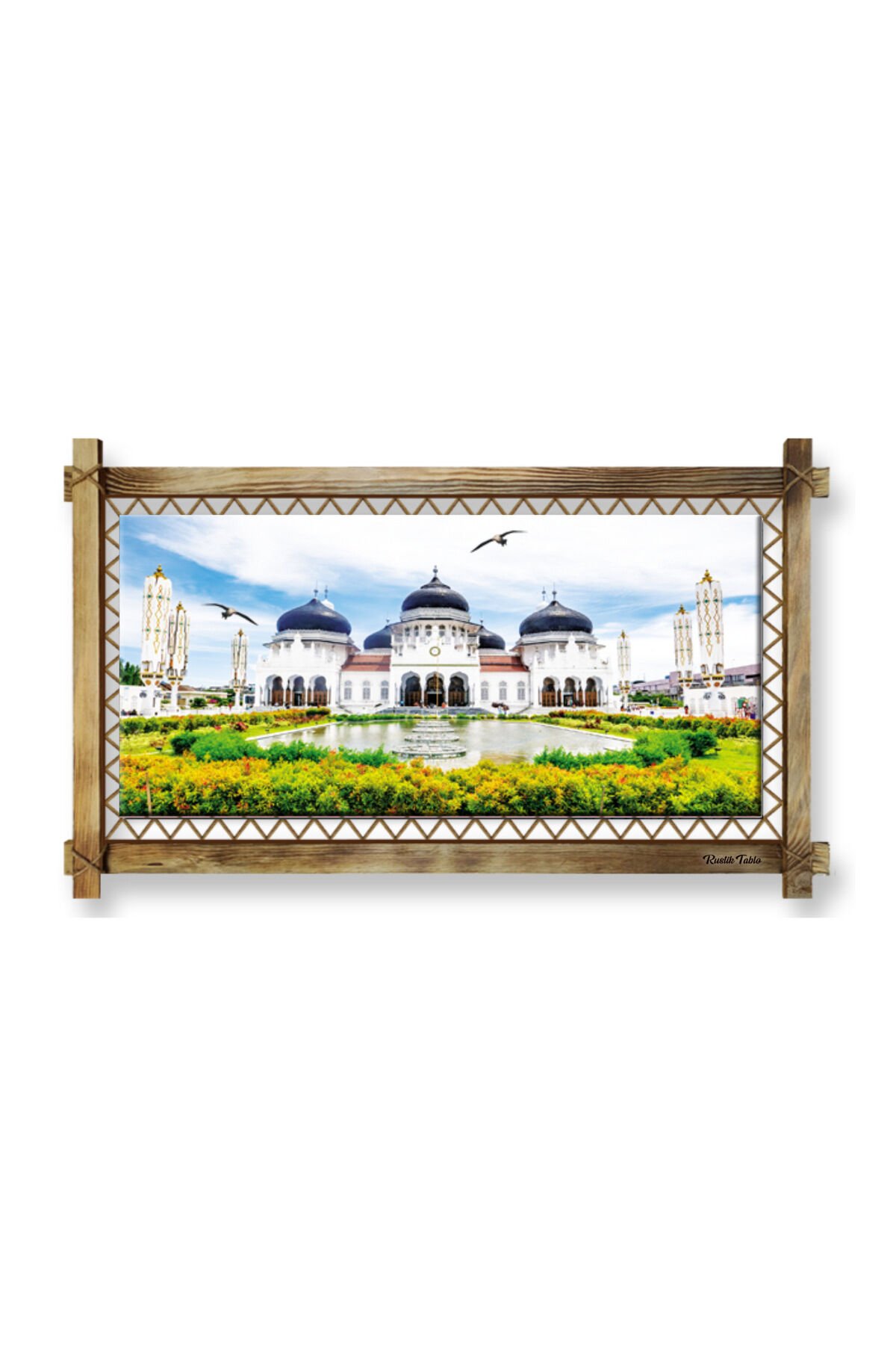 Beyaz Camii Modern Kanvas Rustik Tablo