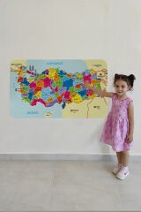 Eğitici ve Öğretici Detaylı Komşulu Türkiye Haritası Duvar Sticker-60x105-3845