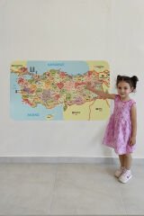 Eğitici ve Öğretici Detaylı Komşulu Türkiye Haritası Duvar Sticker-60x105-3846