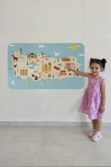 Eğitici ve Öğretici Cocuk Odası Türkiye Haritası Duvar Sticker-60x105-3879