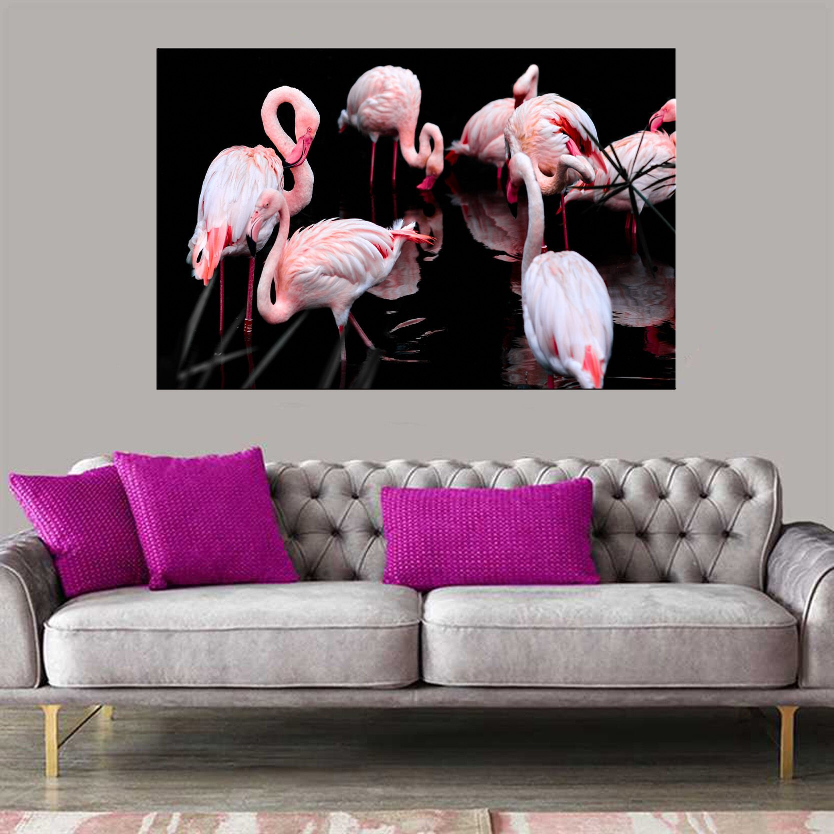 Dekoratif Baskı Flamingo Kanvas Tablo