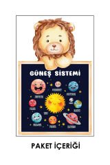 Eğitici Aslanlı Güneş Sistemi Çocuk Odası Duvar Sticker