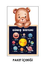 Eğitici Ayıcıklı Güneş Sistemi Çocuk Odası Duvar Sticker