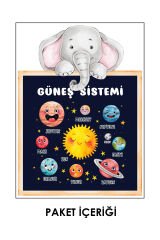 Eğitici Filli Güneş Sistemi Çocuk Odası Duvar Sticker