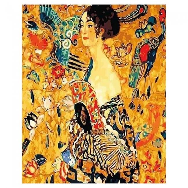 Kanvas Gustav Klimt Genç Kadın Sayılarla Boyama Seti Rulo