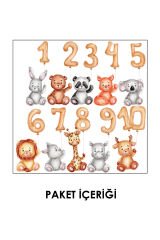 Sevimli Hayvanlar ve Sayılar Çocuk Odası Duvar Sticker