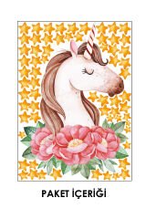 Çiçekli Unicorn Duvar Sticker