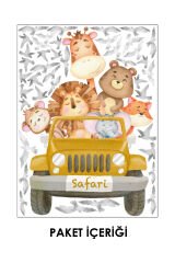 Safaride Gezen Hayvanlar Duvar Sticker