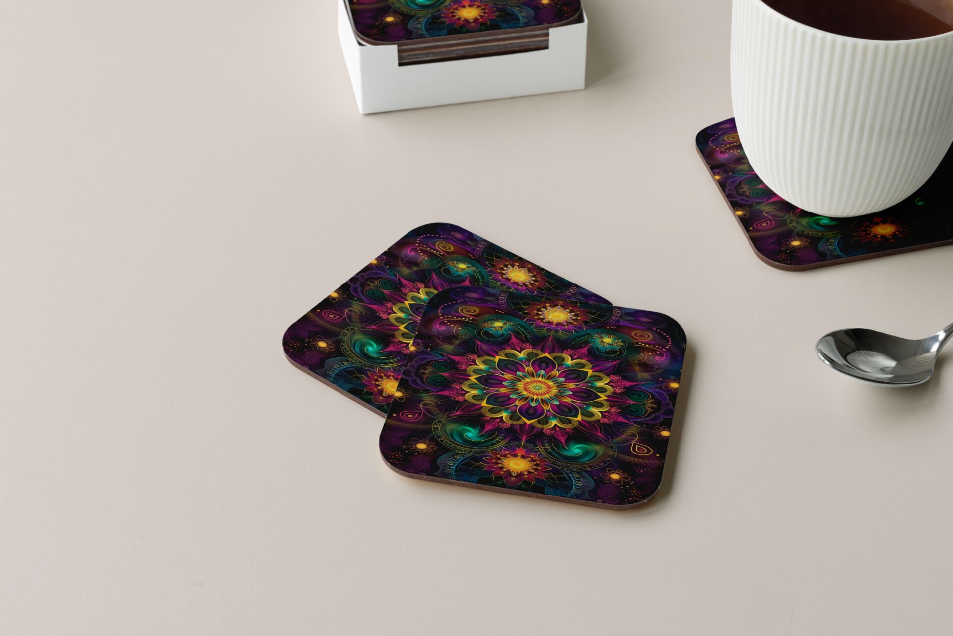 Dekoratif Bardak Altlığı Neon Desen 226