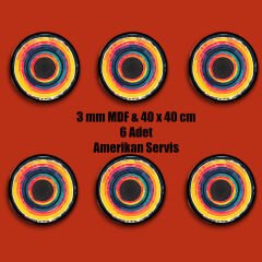 Amarikan Servis, Mdf Supla Takımı 6 Adet (6'lı Takım ), 6'lı Bardak Altlığı Hedliyeli 169