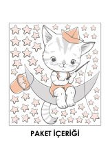 Yıldız Tutan Kedi Duvar Sticker