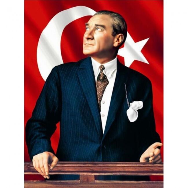 Kanvas Atatürk ve Bayrak Sayılarla Boyama Seti Rulo