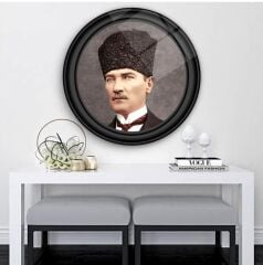 Atatürk Yuvarlak Cam Tablo | Hediyelik, Dekoratif, Ofis, Mutfak