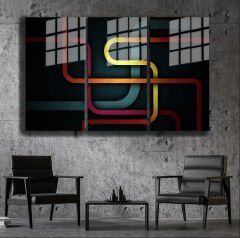 Ünlü Ressamlar ve Yapıtları Modern Yaşam Alanları İçin 3'lü Dikey Cam Tablo 707