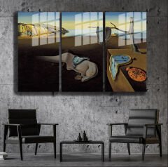 Ünlü Ressamlar ve Yapıtları Modern Yaşam Alanları İçin 3'lü Dikey Cam Tablo 748