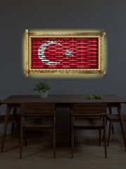 Türk Bayrağı  LED IŞIKLI RUSTİK kanvas tablo B