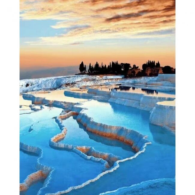 Kanvas Pamukkale Sayılarla Boyama Seti  Kasnaklı