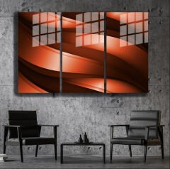 Ünlü Ressamlar ve Yapıtları Modern Yaşam Alanları İçin 3'lü Dikey Cam Tablo 859